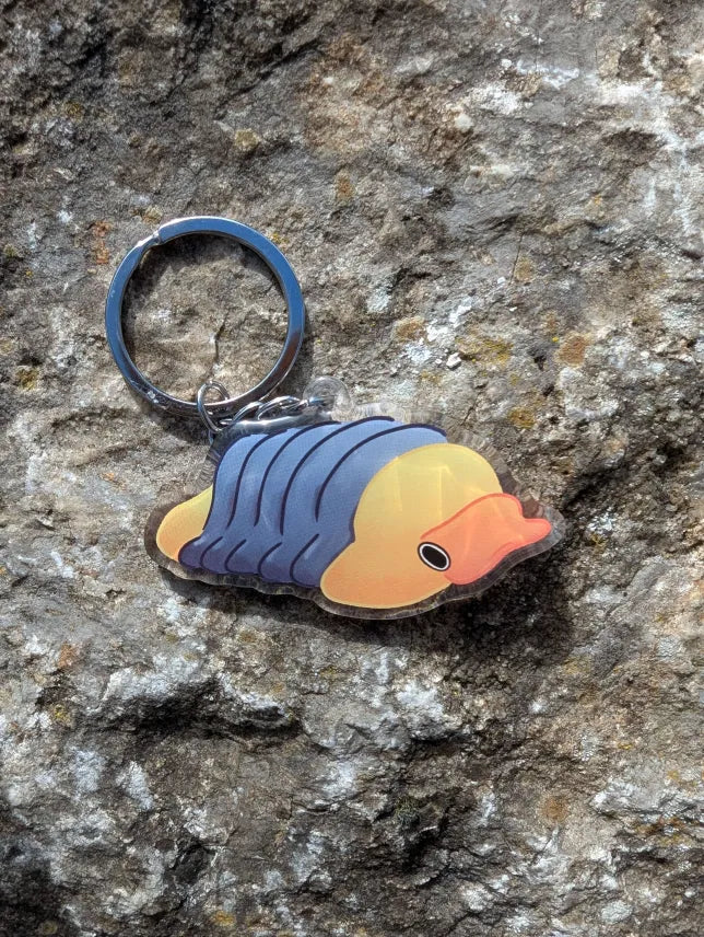 Rubber ducky isopod keychain